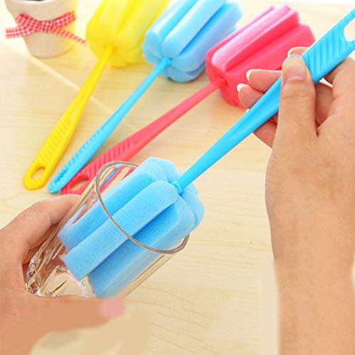 CYSJ 6 Stück Flaschenbürste Schwamm, Flaschen-Reinigungsbürste mit Langem Plastikgriff-Schalen-Bürsten, für Babyflasche… – Bild 8