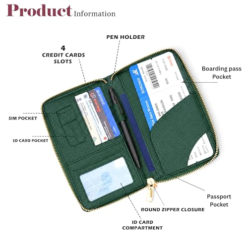 Image of Faux Leather Travel Passport Holder for Unisex | RFID Protection (Green)