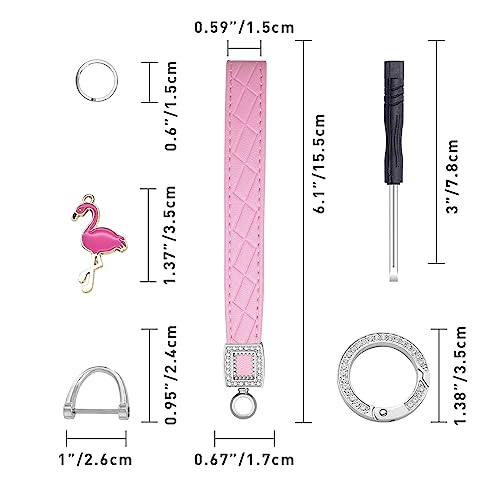 Image of OHKYOOT Leather Wristlet Keychain,Wrist Keychain Car Key Chain with 5 Key Ring and Anti-Lost D Ring
