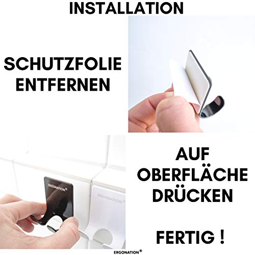 Ergonation Selbstklebender Rasiererhalter aus Edelstahl für Badezimmer, Dusche und Badewanne | Wasserdichter Halter/Wandhaken für Rasierer, Handtücher, Schlüssel, Regenschirme, Kabel (Weiß, 2) - Image 5