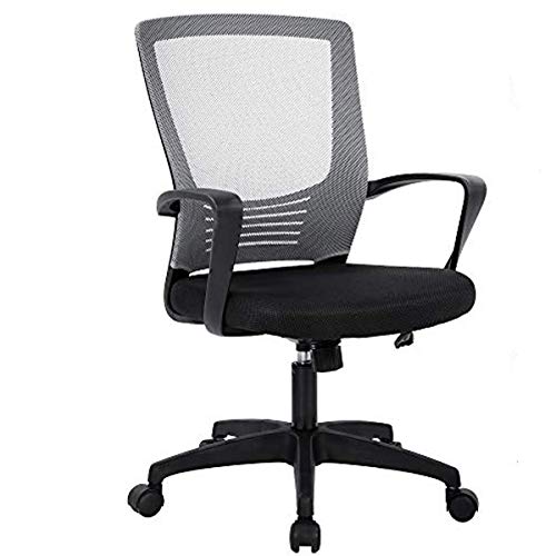 Meet perfect Office Chair, Mid Back Mesh Lumbar Support Home Office Computer Desk Chair Swivel Task Chair, Ergonomic Executive Chair on Rolling Wheels Height Adjustable for Men Women Back Pain-Grey