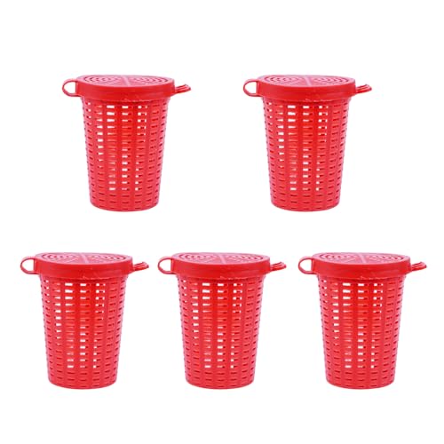 NVOQILIN 5 cebos de pesca para señuelos de peces, jaula de comedero de peces, cesta de señuelo de pesca, aparejos de pesca, cesta de alimentación de natación