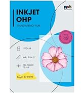 PPD Premium Inkjet Transparency Film (Overhead Projector Film) 150 Micron Thick 8.5x11" X 50 Shee...