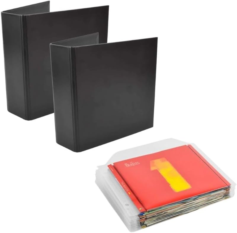 Tarifold CD Storage Bundle Pack – 100 Transparent Protective CD Sleeves & 4 Black 2-Ring Binders – Space-Saving CD Organizer for Home & Office (Model #10267)