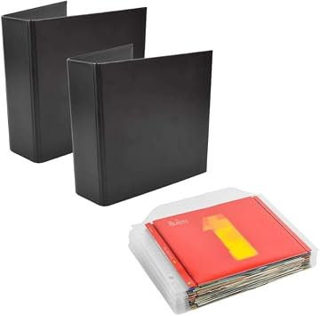 Tarifold CD Storage Bundle Pack 100 Transparent Protective CD Sleeves & 4 Black 2-Ring Binders Space-Saving CD Organizer for Home & Office Model #10267