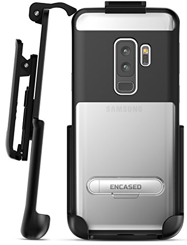 Galaxy S9 Plus Clear Case with Holster, Encased [Reveal Series] Slim Fit Transparent Cover with Metallic Outer Frame for Samsung Galaxy S9+ (2018 Release) Crystal Black