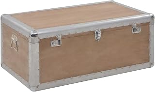 RAUGAJ Home Hardware - Caja de almacenaje (madera maciza de abeto, 91 x 52 x 40 cm), color marrón