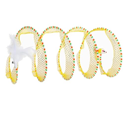 Juguete de Túnel para Gatos en Espiral,Juguete Seguro Portátil Cattycoil,Túnel de Gato en Espiral,Juguete para Gatos con Túnel en Espiral Divertido,Juguete de Túnel en Espiral para Caza de Gatos