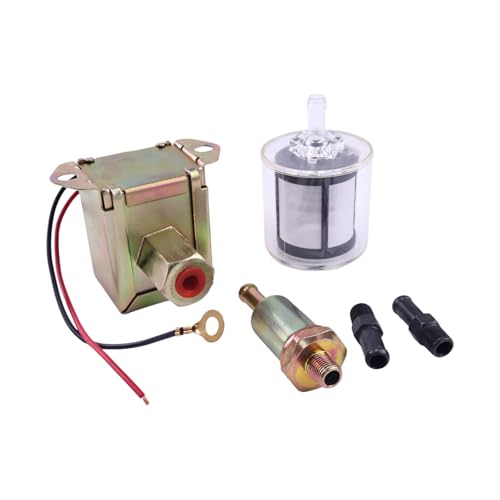 Yeasliy 1/8 NPT 12V Fuel Pump with Filter 416-5886 416-5884 Compatible for Caterpillar 226D 232D...