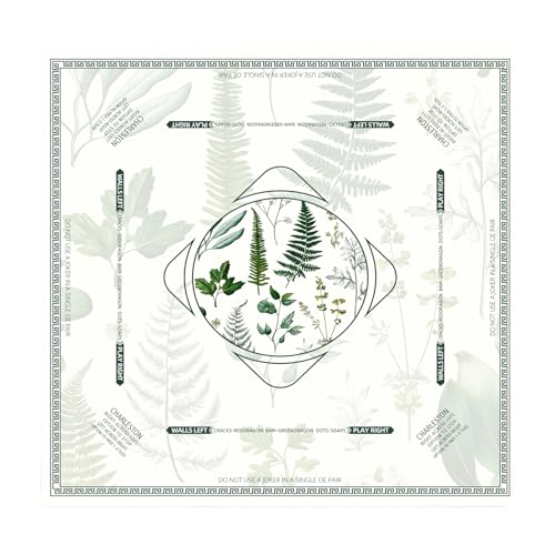 Idocolors Mahjong Mat with Play Rule - Durable Mahjong Table Cover with Floral Design, Mahjong Accessories Gifts for Women, Game Mat for Mahjong and Board Game with Storage Bag (Green_A)