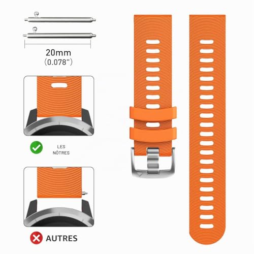 Bracelet de 20 mm de large pour Garmin Forerunner 245/645 Music, Garmin Vivoactive 3 Music/Venu/Venu sq, 14cm-21cm(5.5"-8.2"), Silicone, Pas de gemme – vue 4