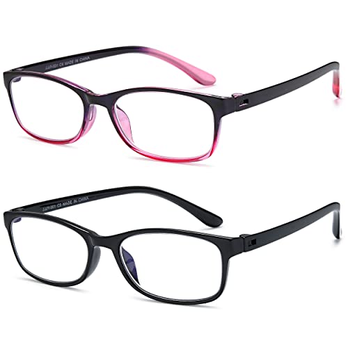 Eyeurl 2 Pack Reading Glasses Blue Light Blocking Readers For Women-Tr90 Lightweight Computer Reading Glasses Stylish Rectangular Frames Eyeglasses+1.0 #TOP1