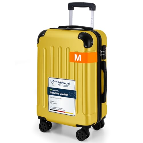 YONSLY Gepäck Reisekoffer, Trolley Rollkoffer Handgepäck, Hartschalenreisekoffer mit 360° Lenkrollen, Zahlenschloss, Mehrstufiger Teleskopgriff