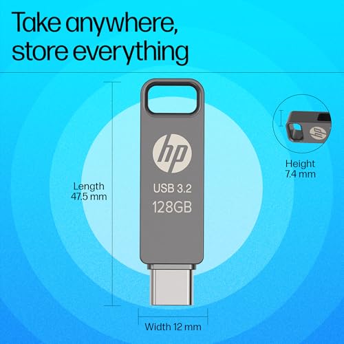 HP 886C 128GB OTG Flash Drive 3.2 Rock/Metallic Swivel Design/Durable Metal Material - Image 2
