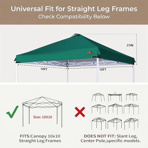 SCOCANOPY Replacement Top with Air Vent for 10x10 Canopy Frame, Canopy Cover ONLY, (Forest Green) by SCOCANOPY - Used condition - Image 3