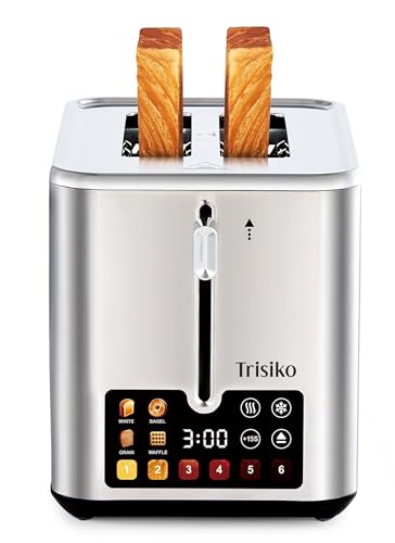 ✅ 10 Best Toasters 2 Slice 2 Trisiko Touch Screen Toaster 2 Slice, Stainless Steel Smart Toaster with Digital Timer, 1.38