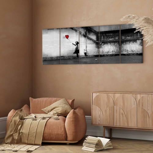 Akustikbild Murando Banksy 225 x 90 cm 5-teilig mit Akustikschaum