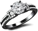 saavyco_jewels 2.00 Ct Round Cut Diamond Women's Engagement Wedding Ring 14k Black Gold Finish 925 Sterling Silver (7)