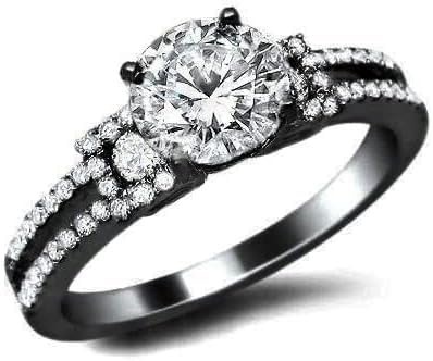 saavyco_jewels 2.00 Ct Round Cut Diamond Women's Engagement Wedding Ring 14k Black Gold Finish 925 Sterling Silver (7)