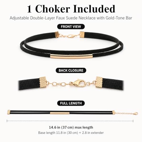 Shegirl Black Collar Necklace Velvet Choker Necklaces Fashion Punk Jewelry for Women (Gold) by Shegirl - Used condition - Image 7