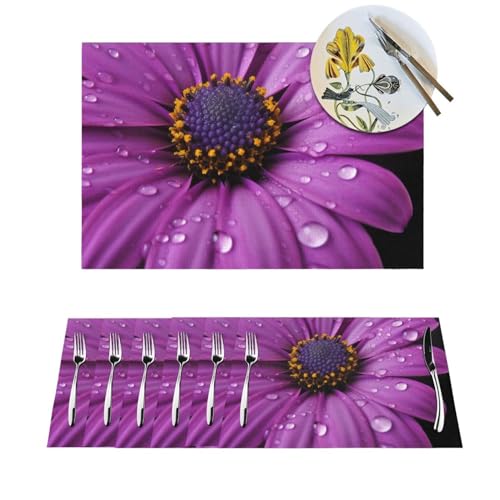 Set de table cuisine lavable durable résistant chaleur marguerite violet
