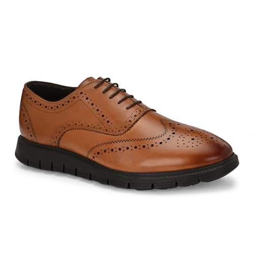 Image of Legwork Informal Brogue 2.0 - Italian Leather Hybrid Dress Shoes with XL Extralight Outsole | Ultra-Lightweight & Comfortable Oxford Wingtip | All-Black Elegance