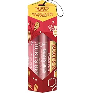 Burt’s Bees Moisturising Lip Balm, Tinted Lip Balm and Lip Shimmer, Mistletoe Kiss