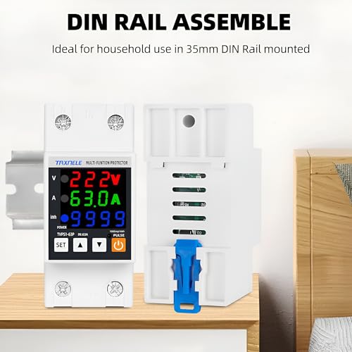 Image of XPR3SS AVR-63S 63A Single Phase Energy Meter | DIN Rail Digital kWh Meter with Over /Under Voltage + Over Current Protection | Adjustable Voltage Protector Relay with Auto Recovery From Overload