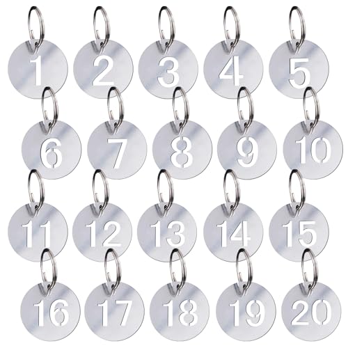 D・STONE ドア番号 札 タグ ネームタグ 番号シール クローク 両面 番号札 防水 耐高温性 ステンレス キーリング付 10セット