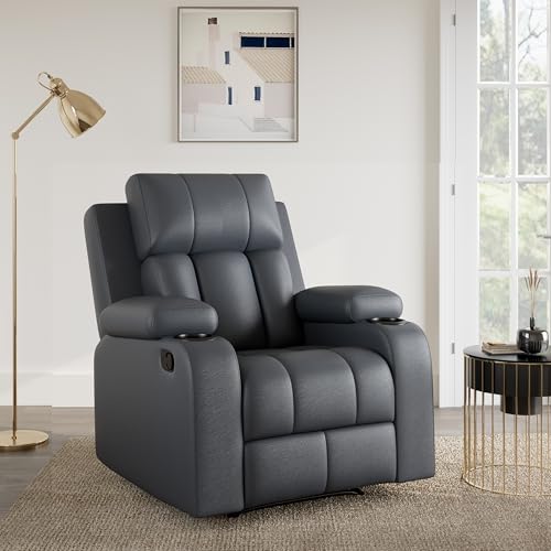 Image of Amazon Brand - Solimo Pinnacle | Single Seater Sofa Recliner | Manual Recliner (Leatherette Grey)