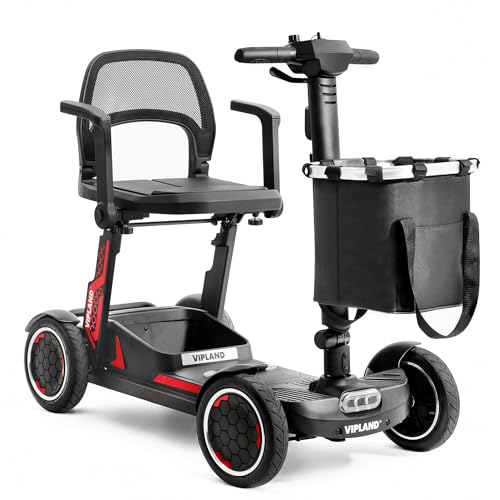 Image of Lightweight Mobility Scooter, Comfortable Foldable Motorized Scooter, 20Miles Long Range, Removable Battery, 270lbs Capacity, Only 45lb Weight, with LED Headlights and Basket, Width Adjustable