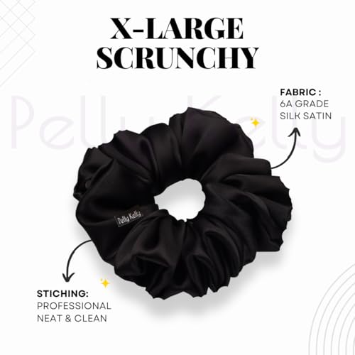 Image of Satin Scrunchies Hair Bands for Women | No-Damage Elastic Hair Ties for Ponytails & Buns | Fluffy & Stylish Rubber Bands | Large Size | Pack of 5