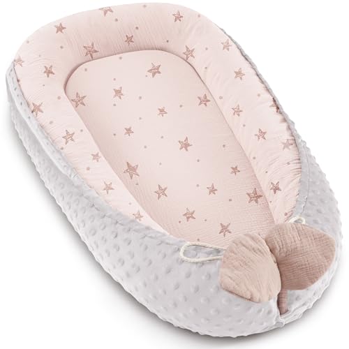 Bearmoss Babynestchen Kuschelnest Neugeborene Multifunktionale für Kinderbett Vielseitiges Tragbar Zweiseitig Babynestchen Bett 90x55cm(Sand Pentagramm)