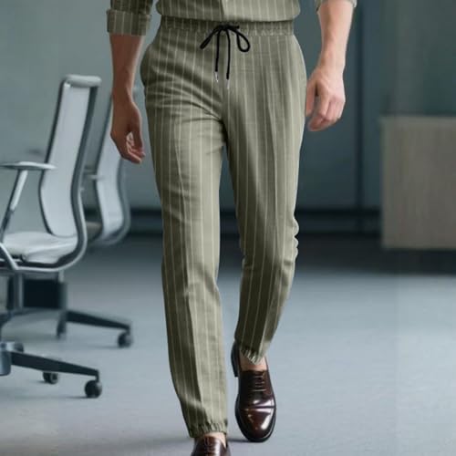 WENKOMG1 Mens Casual Pants, Cotton Linen Pants Elastic Waist Drawstring Lightweight Joggers, S-3XL4