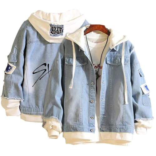 Image of KPOP Skz Hoodie Denim Jacket Jean Coat Hoodies for Women Men