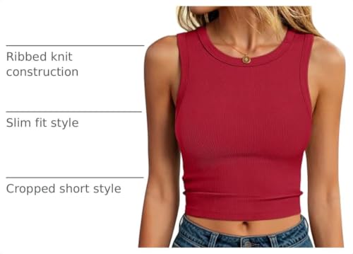 Image of ANRABESS Women's Crop Tank Tops High Neck Sleeveless Ribbed Fitted Shirts