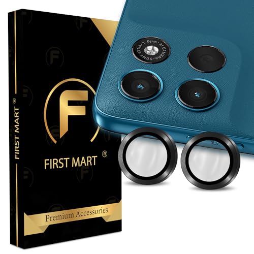Image of FIRST MART Black Camera Ring Guard Protector for Motorola G57 Power | Tempered Glass with Metal Alloy Rings, HD Clear, Scratch Resistant, Case-Friendly | Pack of 1