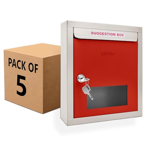 Image of Plantex All in 1 Multipurpose Letter Box /Suggestion Box /Complaint Box /Donation Box with Lock - Pack of 5 (Red & Ivory)