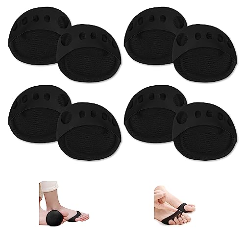 Image of 4 Pairs Ball of Foot Cushions Forefoot Pads for Women Heels Metatarsal Pads for Pain Relief Invisible Honeycomb Fabric Pads Toe Pads (4 Pairs Black)