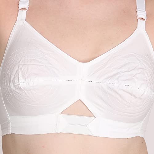 Image of Women Non Padded Bra - Made of Pure Cotton Full Coverage Non Wired Seamless Pushup Soft Cup for T-Shirt Saree Dress Sports Garment for Daily Use Everyday White