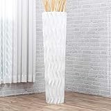 Jarrón moderno de pie – El jarrón de madera elegante tiene una forma especial y es perfectamente adecuado como decoración. Medidas del florero: 26 cm; abertura: 25 cm; altura: 110 cm