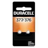 Duracell 377/376 Silver Oxide Button Batteries, 2 Count (Pack of 1), Battery with Long-Lasting Power for Watches, Calculators, and More