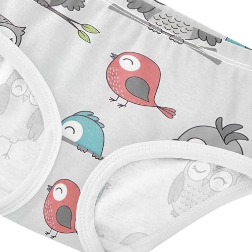 Bright Girls Underwear Toddler 2t Cotton Cute Panties Girl Cute Cartoon Owls Birds Grey Kids Briefs Undies4
