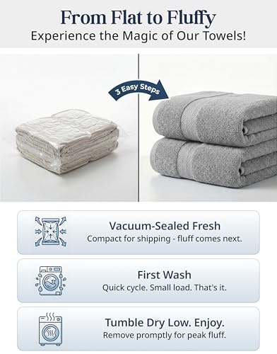 Image of LANE LINEN Grey Bath Towels for Bathroom Set - 100% Cotton 6 Pc Towels Set, Absorbent Bathroom Towel Set, 2 Bath Towels, 2 Hand Towels, 2 Wash Cloths for Your Body and face - Grey Bath Towels Set