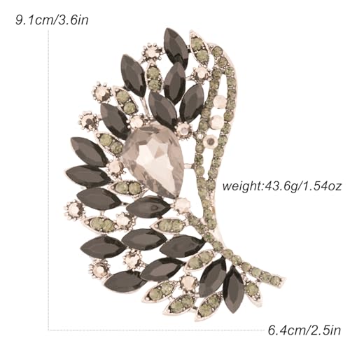 Image of Rhinestone Crystal Big Large Brooch Pin Jewerly Accessory Wing shape Gold Tone