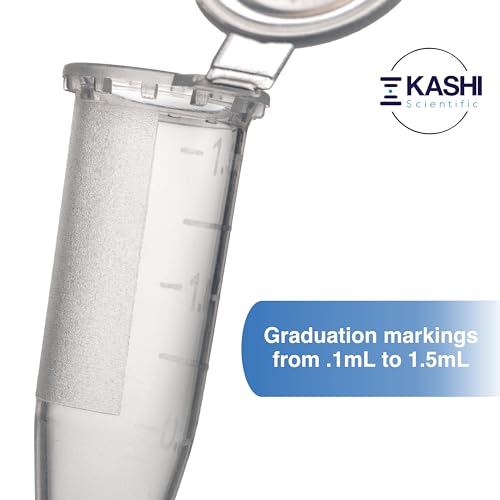 Image of Kashi Scientific 1.5mL Clear Microcentrifuge Tube with Safety Lock Snap Cap Safety with Graduation, Lab Grade Polypropylene Plastic [1.5mL Safelock, 500]