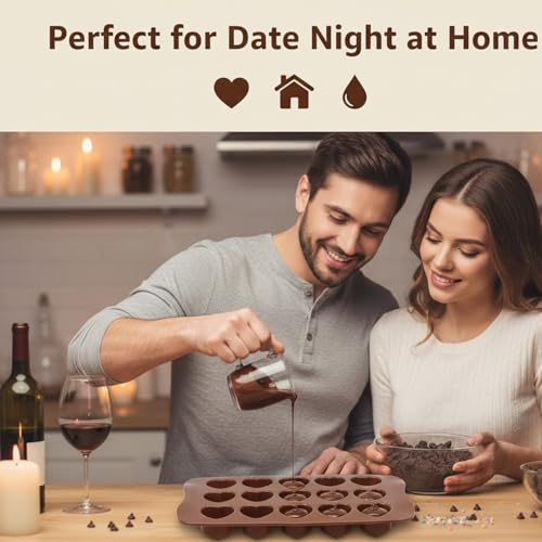 Image of Signamio Chocolate Mould Set - Heart Shape & Square Shape, 2 Pcs - Premium Chocolate Mould Silicone - Durable Chocolate Silicone Mould for Baking & Crafting