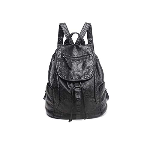 Sac à dos PU cuir rucksack travel school backpack noir urbain
