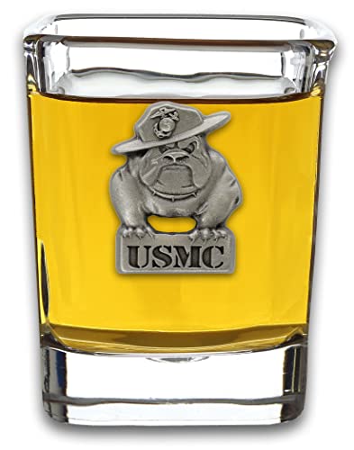 Indiana Metal Craft US Marine Corps Solid Pewter Bulldog Emblem Shot Glass Made in USA