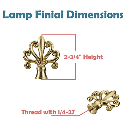 Image of Aspen Creative 24053-07-2, Lamp Finial for Lamp Shade, Brass Finish, 2-3 /4 inch Height, Set Of 2